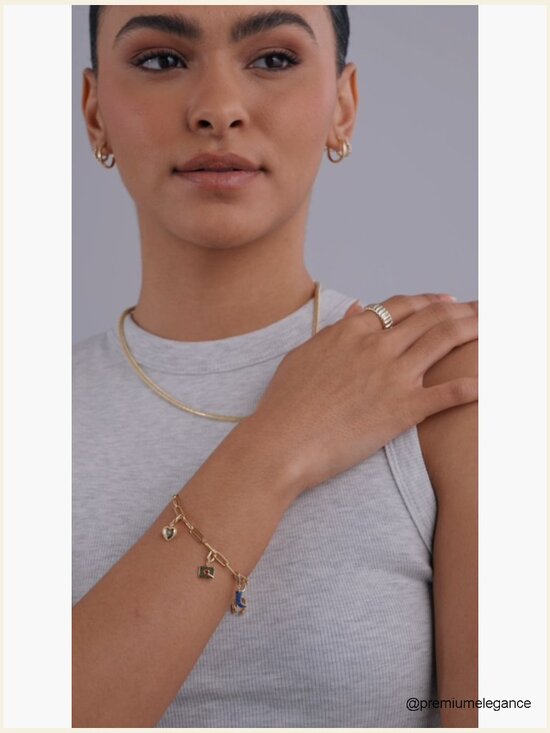 Gold Evil Eye Heart Charm | The Ends NYC Removable Charm Bracelet with Moon Evil Eye Teddy Bear Heart Lock Airplane Dog
